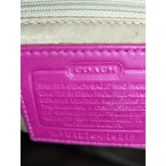 COACH Hot Pink Patent Leather Signature Carryall Kisslock Bag - Picture 13 of 14